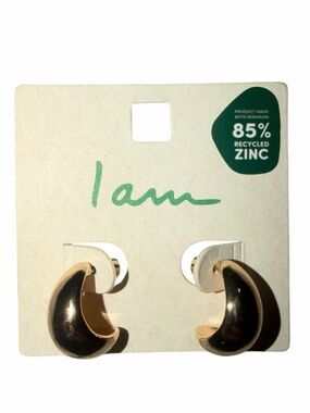 I Am Gold-Tone Crescent Hoop Earrings